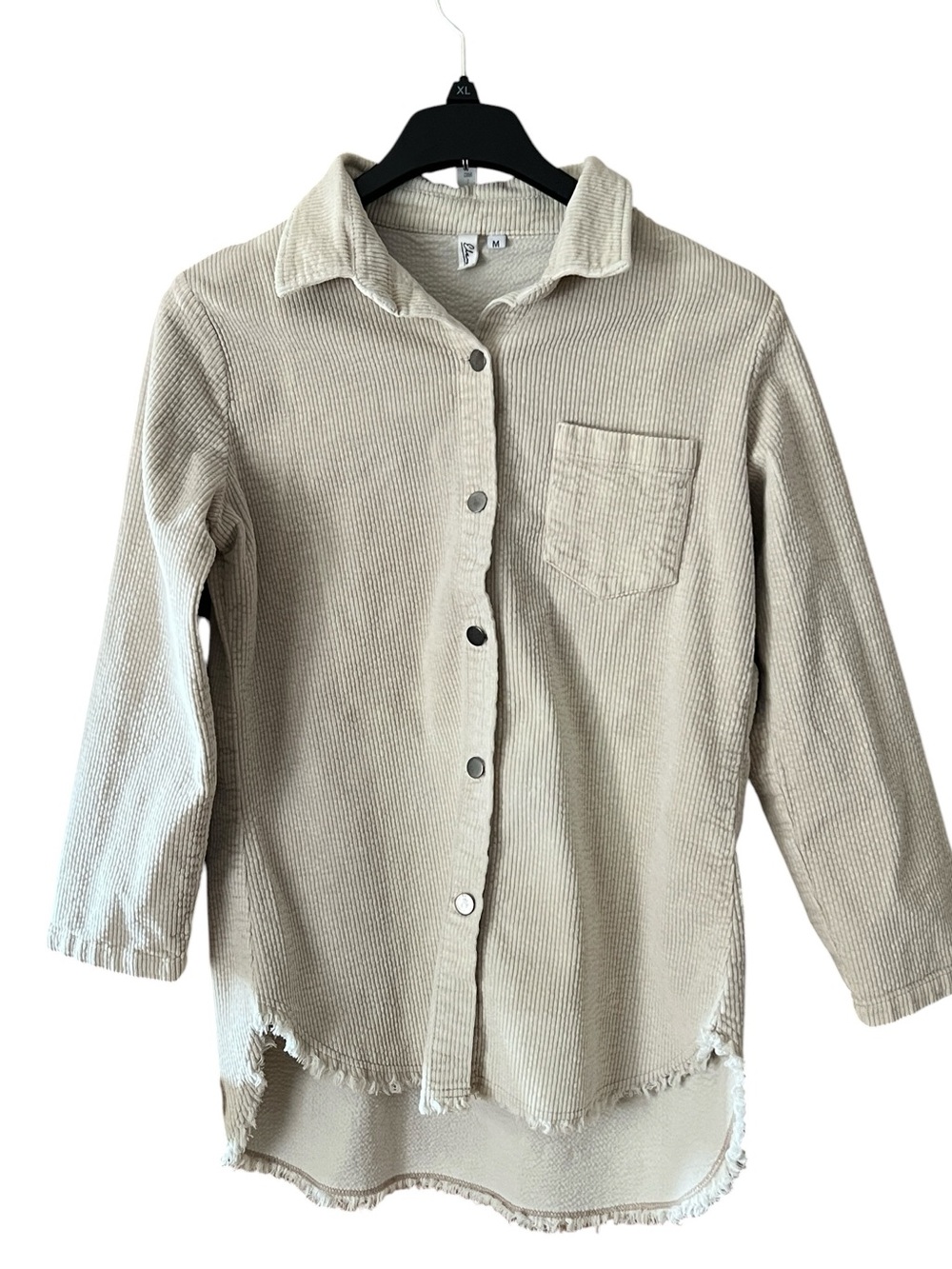 Elan Shacket Overshirt Womens Corduroy Long Sleeve Button Up Light Cream Size M